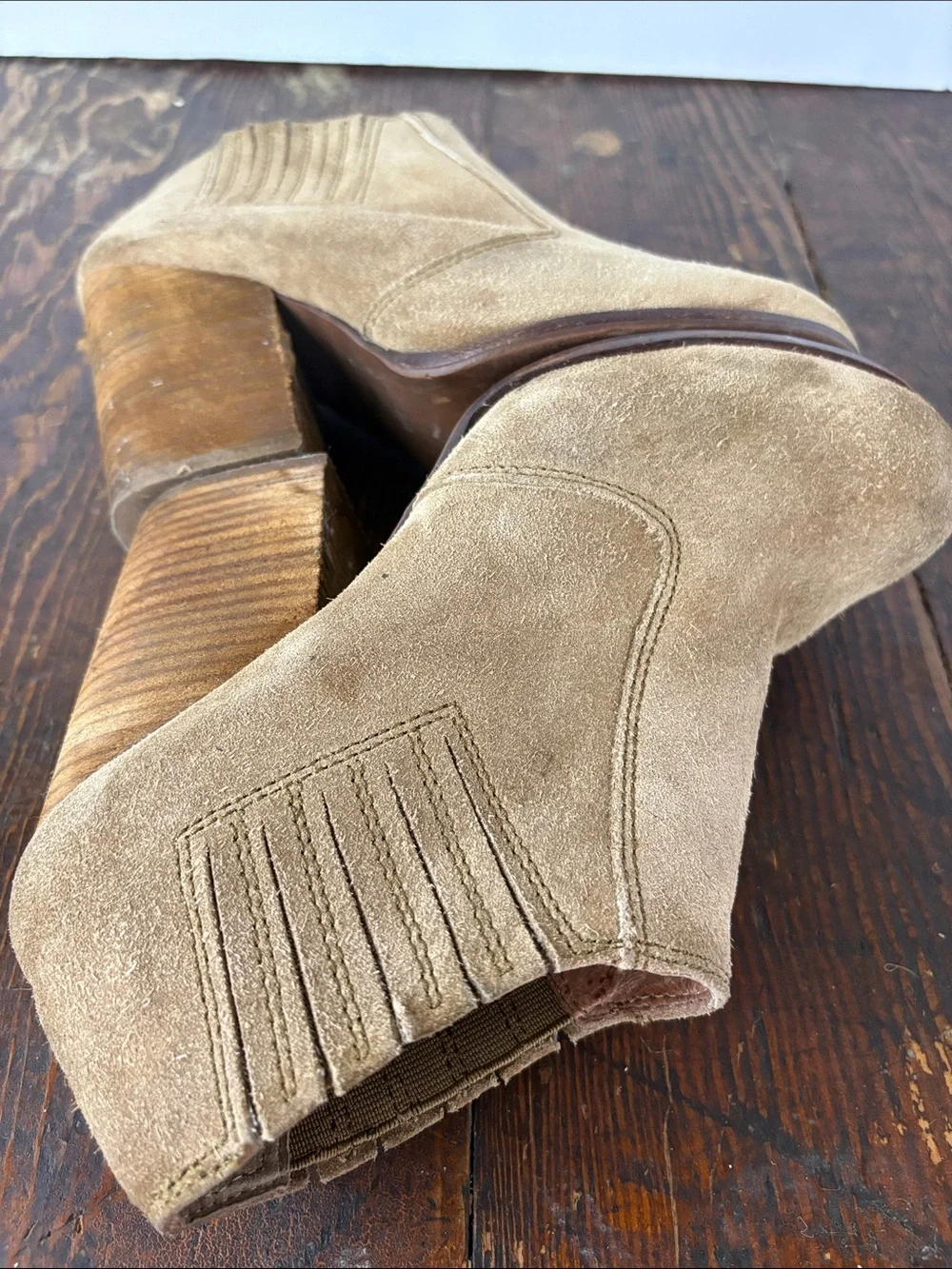 Jeffrey Campbell Yorktown Havana Last Tan Suede Stacked Heel Ankle Booties 8